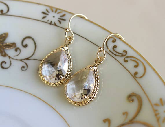Gold Crystal Clear Earrings