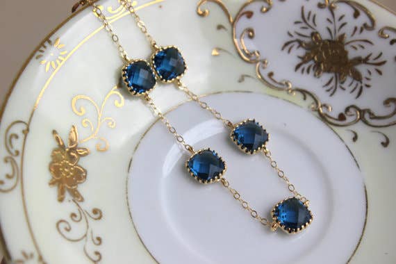 Sapphire Bracelet Gold Plated Navy
