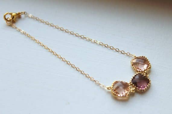 Gold Dainty Blush Champagne Bracelet