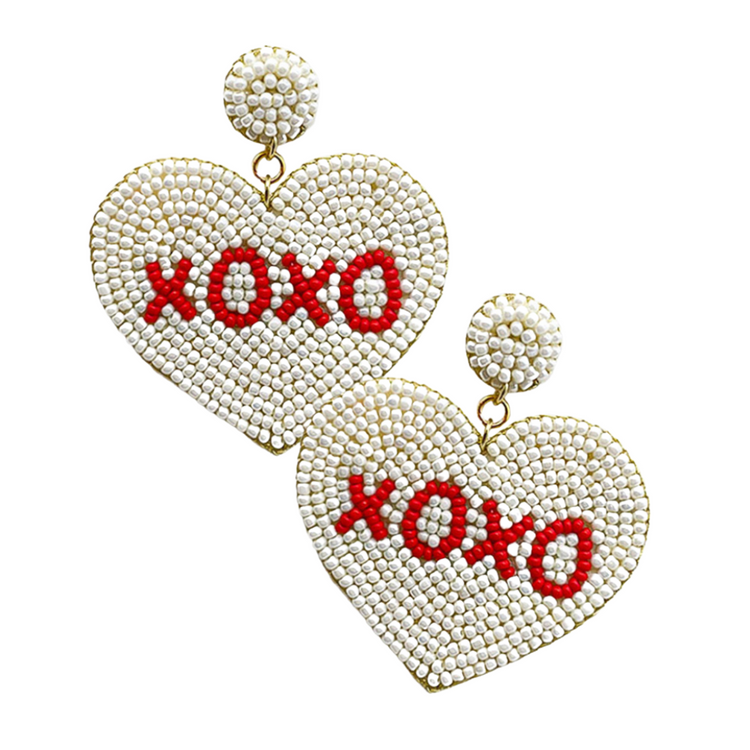 Love Me Heart Seed Bead Earrings