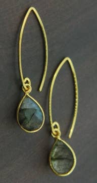 Vermeil Marquis Labradorite Teardrop Earrings