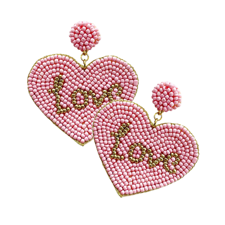 Love Me Heart Seed Bead Earrings