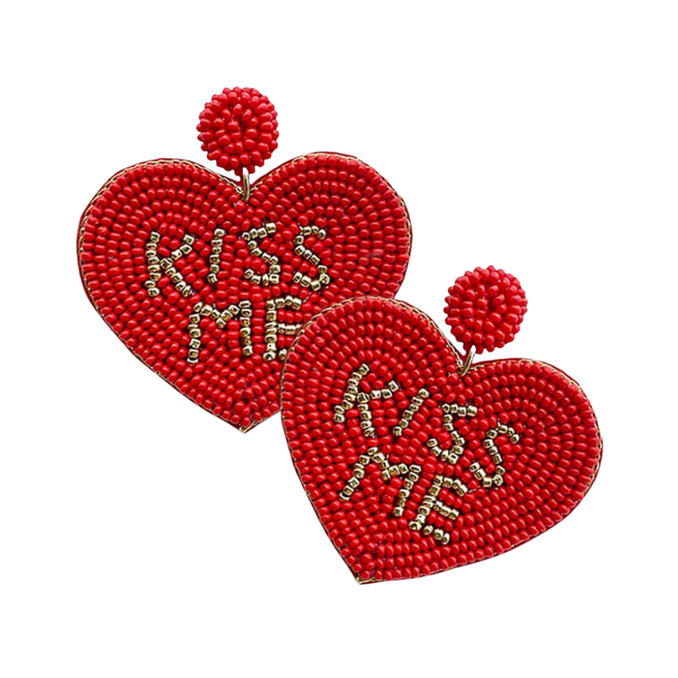 Love Me Heart Seed Bead Earrings