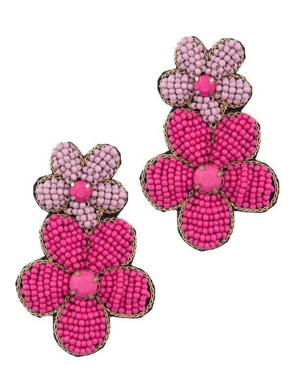 Mina Pink Flower Drop Earrings