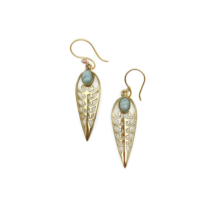 Tanvi Gold-Plated and Amazonite Earrings - Reverse Teardrop