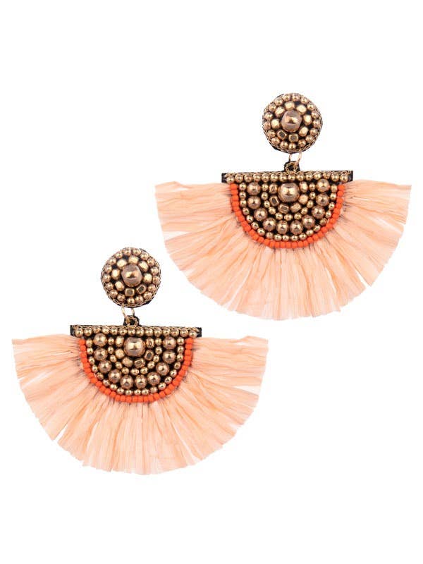 Mona Peach Circle Seagrass Earrings