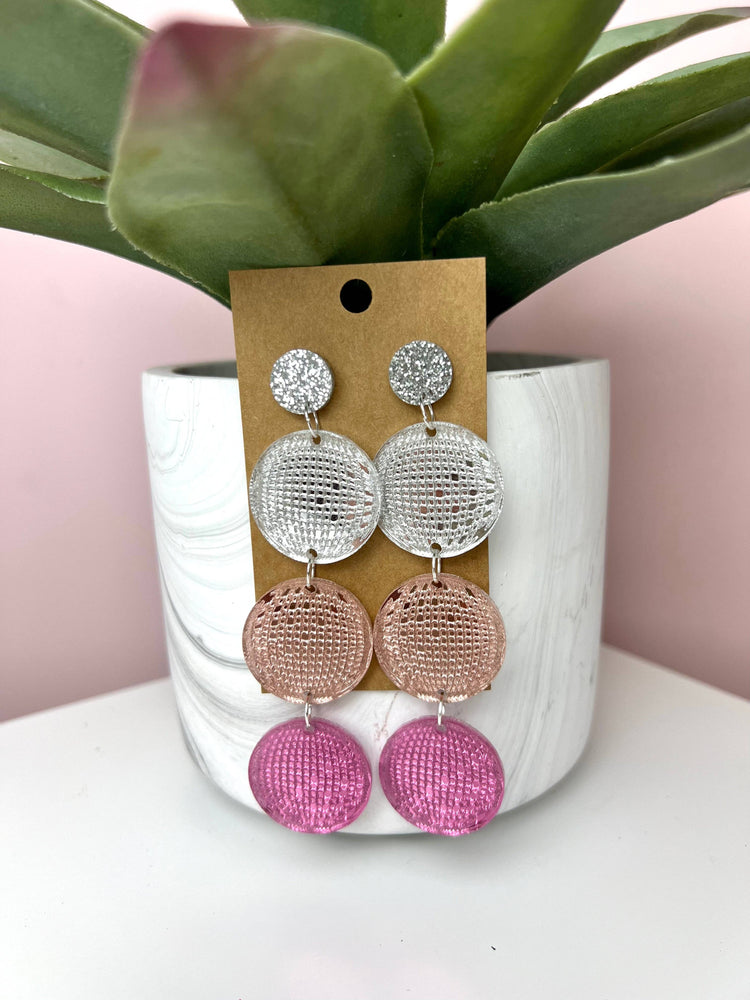 Let's Go Girls Disco Ball Acrylic Post Earrings