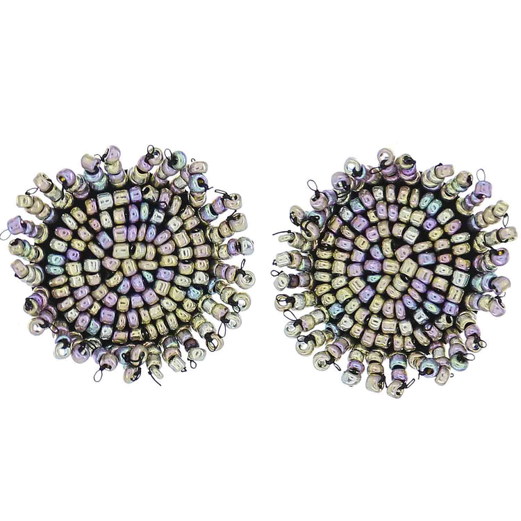 Iridescent Gray Bead Studs