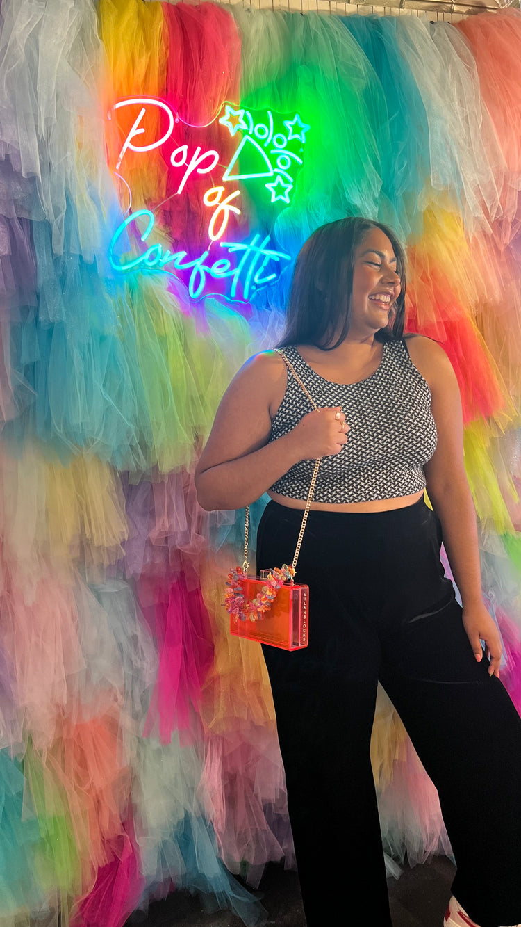 Passion Fruit Neon Two Tone Transparent Acrylic Clutch