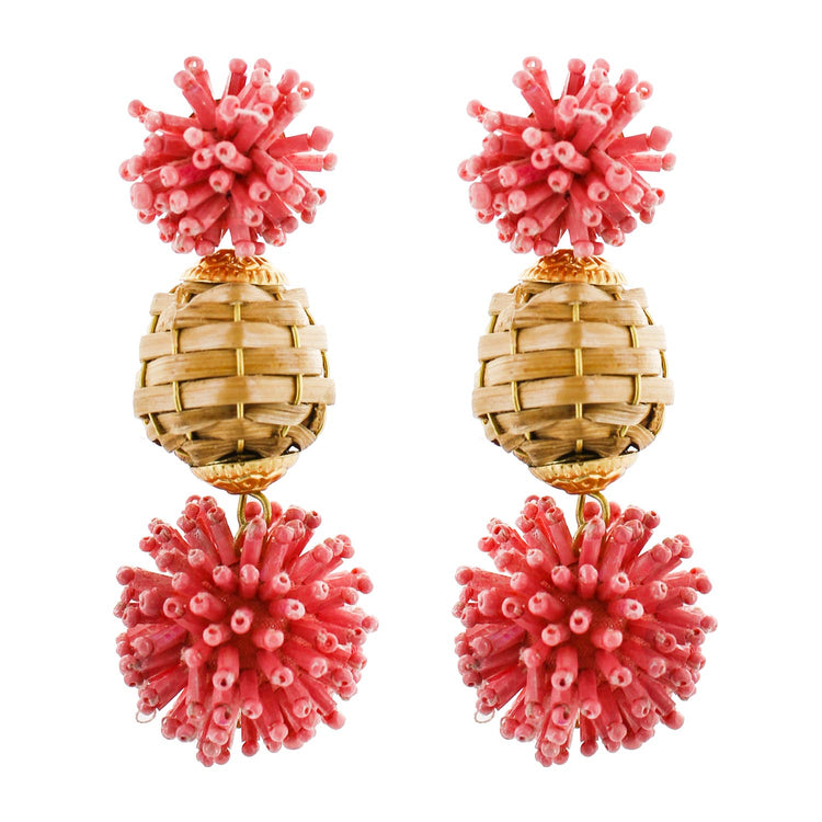 Nadia Beaded Dangle Drop Wicker Earring