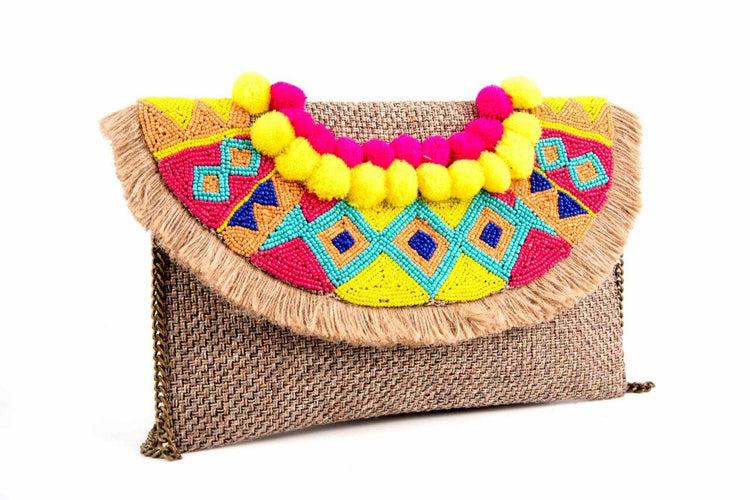 Pompom Fringe Artisan Clutch