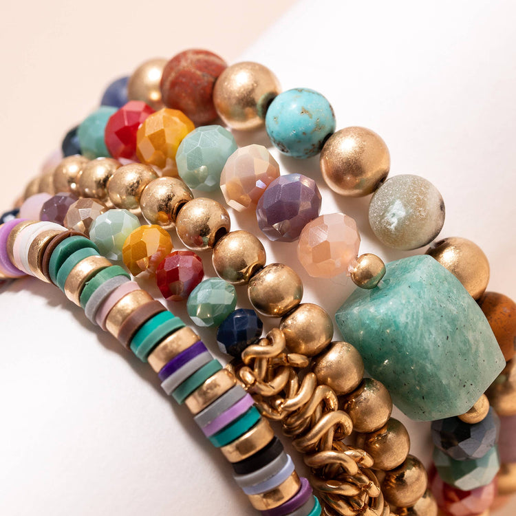 Stone Glass Beaded Bracelet Set