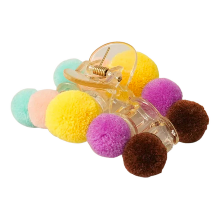 Colorful Pom Pom Decor Hair Claw Clips