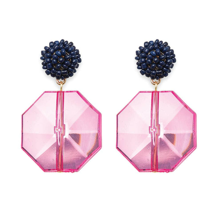 Pink Murano Earrings - Seed bead