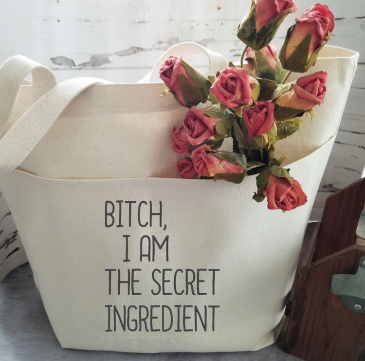 Snarky Large Cotton Canvas Tote Bag with Funny Quote and Front Pockets for Shopping, Gym, Overnight, Laptop