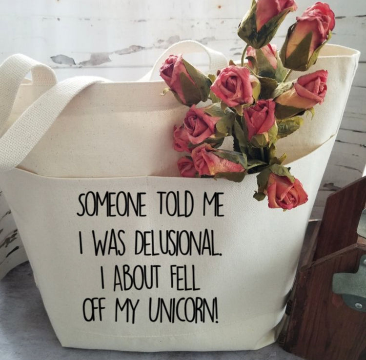 Snarky Large Cotton Canvas Tote Bag with Funny Quote and Front Pockets for Shopping, Gym, Overnight, Laptop