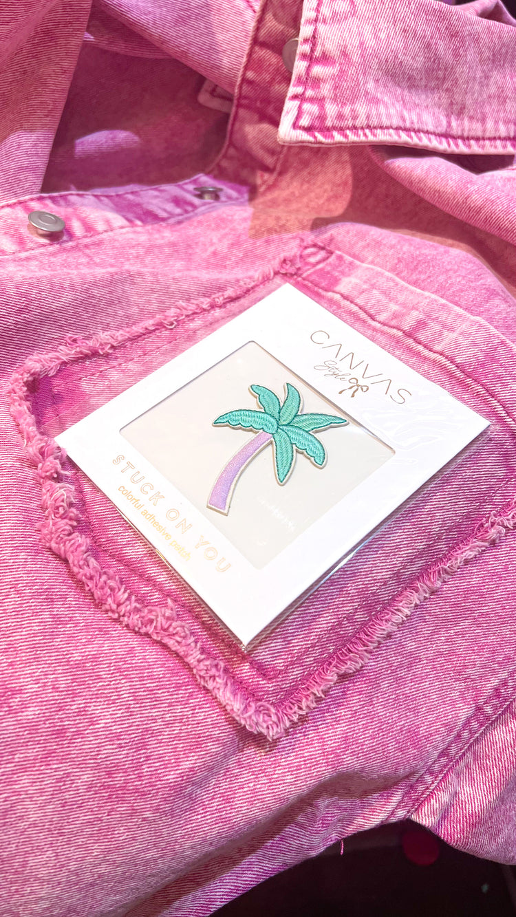 Stuck on You Large Palm Tree Patch in Green & Pink