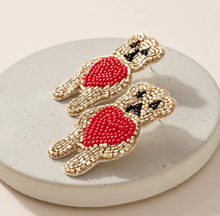 Teddy Bear Love Seed Bead Earrings