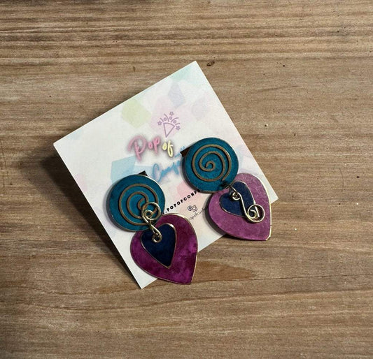 Swirl Heart Patina Earring