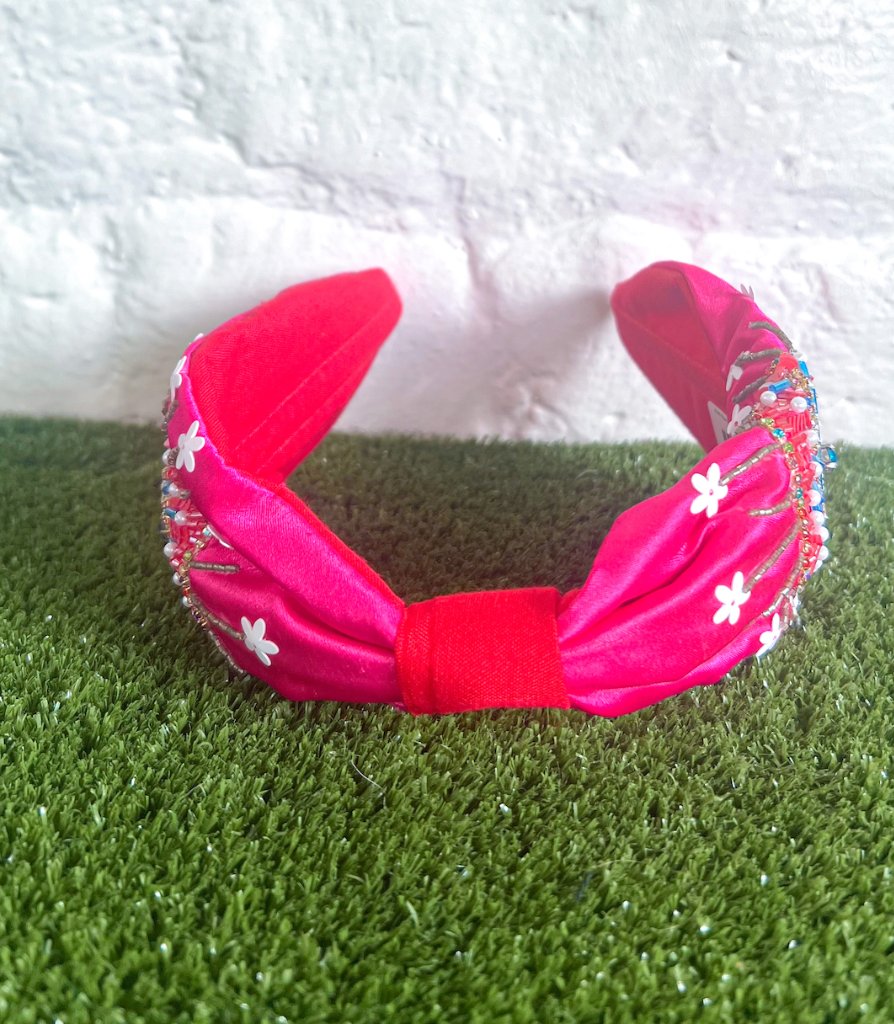 Evil Eye Seed Bead Embroidered Headband display picture 1