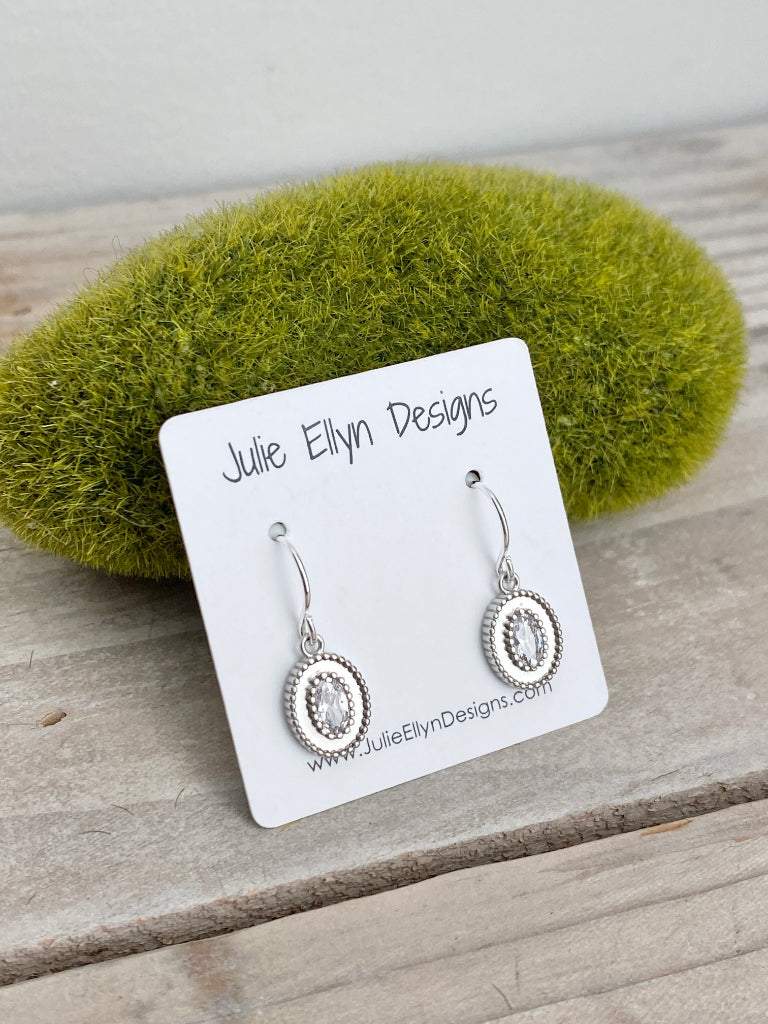 Antique CZ Studded Oval Earrings