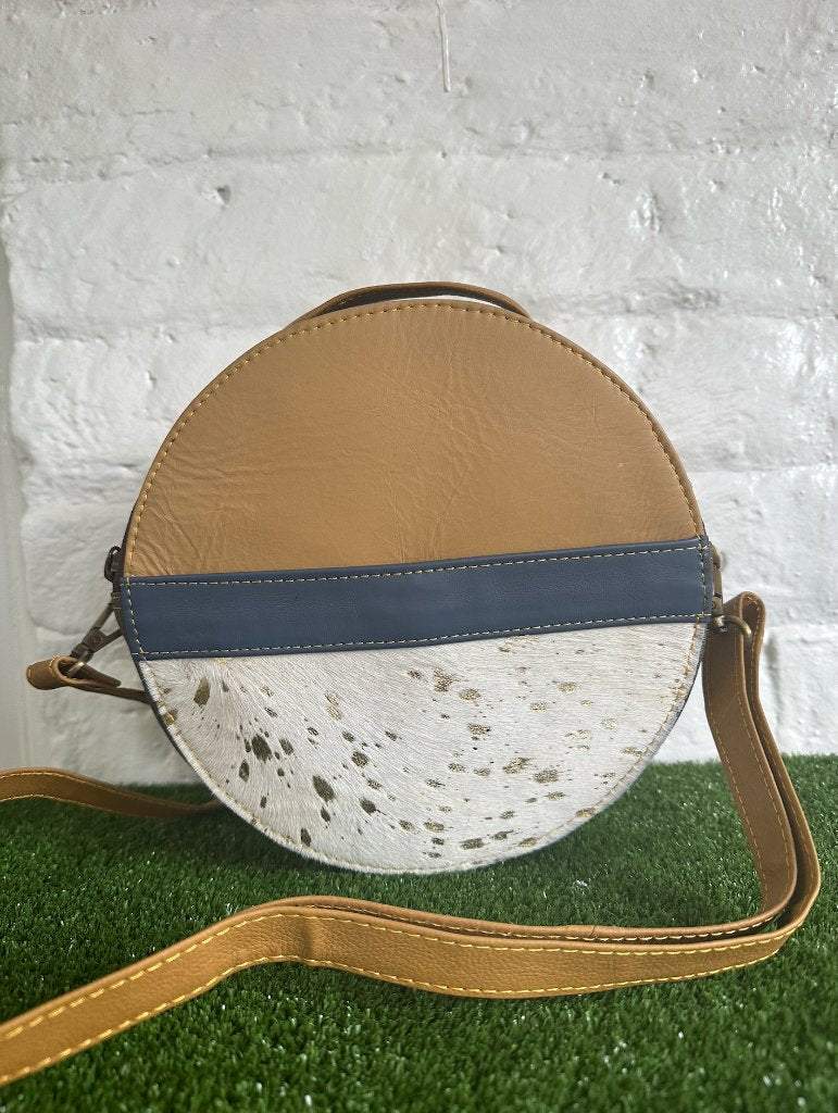 Large Round Hat Box Zero Waster Leather Cross Body