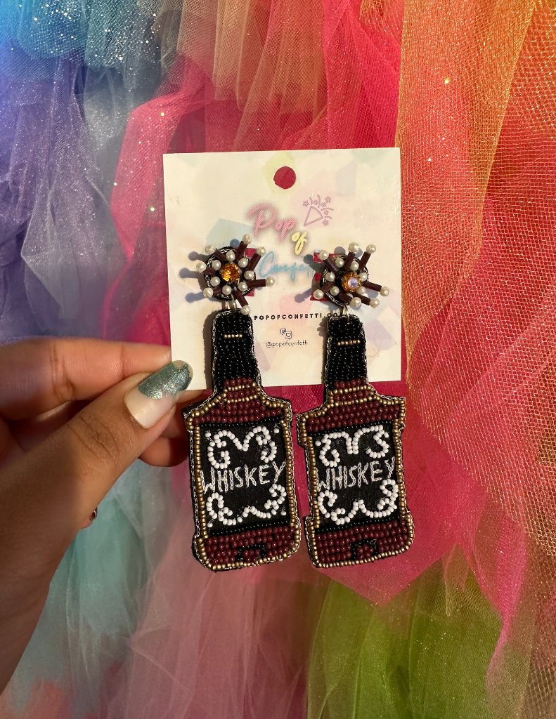 Whiskey Seed Bead Earrings