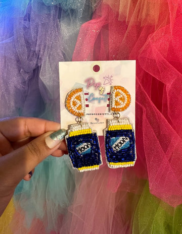 Blue Moon Seed Bead Earrings