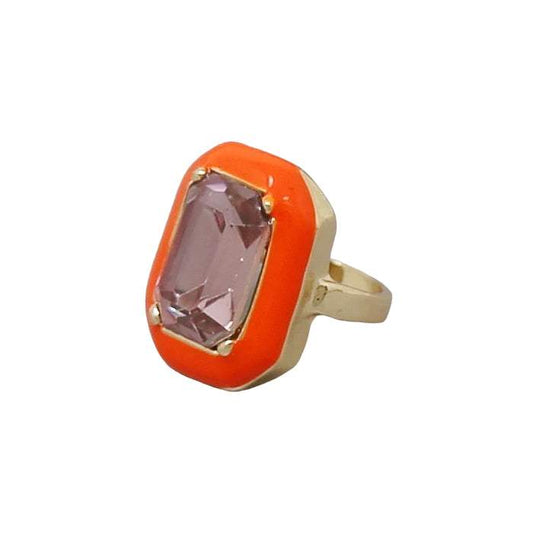 Pop Art Ring - Enamel Emerald Cut  Bejewled Ring