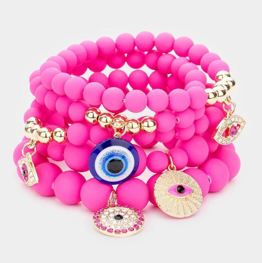 Evil Eye Beaded Bracelet Stack