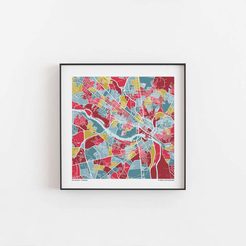 Richmond VA - Map Print - 12 x 12