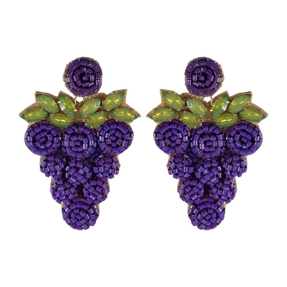 Grapes Seed Bead Earrings