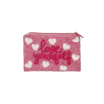 Love Yourself Seed Bead Coin Purse