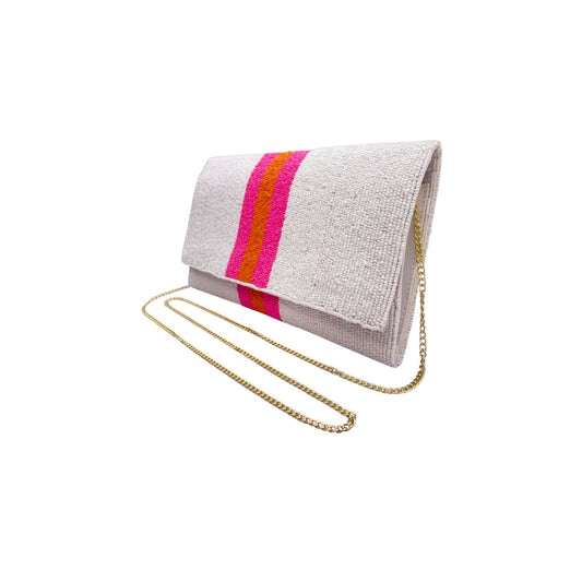 Nina Stripe Seed Bead Clutch