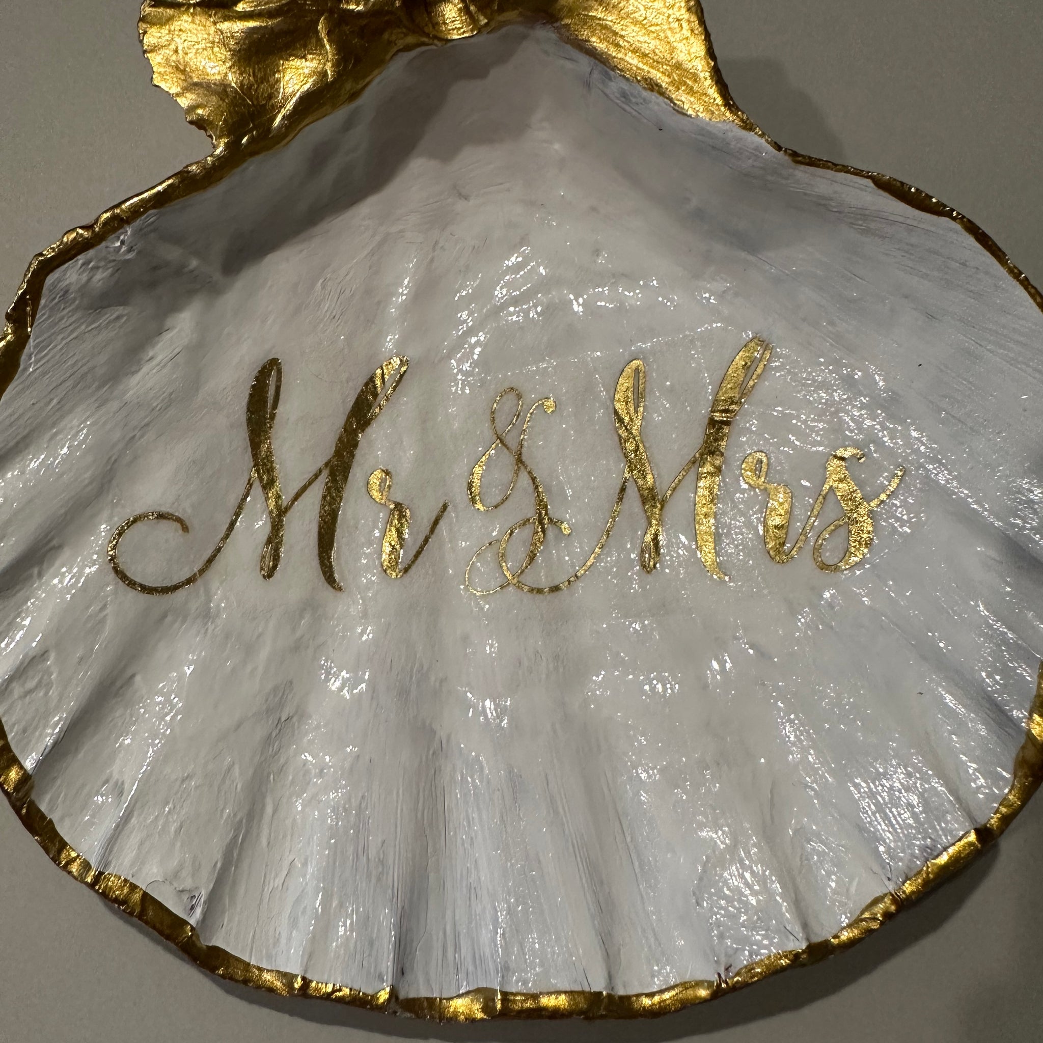Mr & Mrs large scallop shell dish