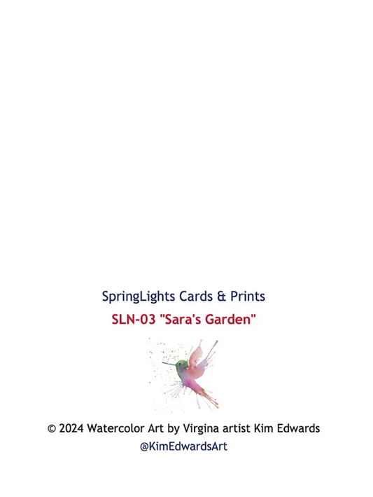 Hummingbird SpringLights "Sara's Garden" Note Card, Retail Package (SLN-03)
