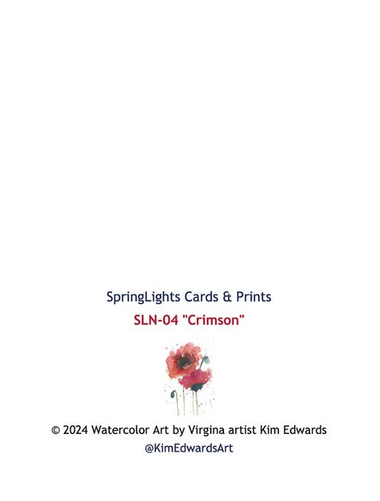 Poppy Flower SpringLights "Crimson" Note Card, Retail Package (SLN-04)