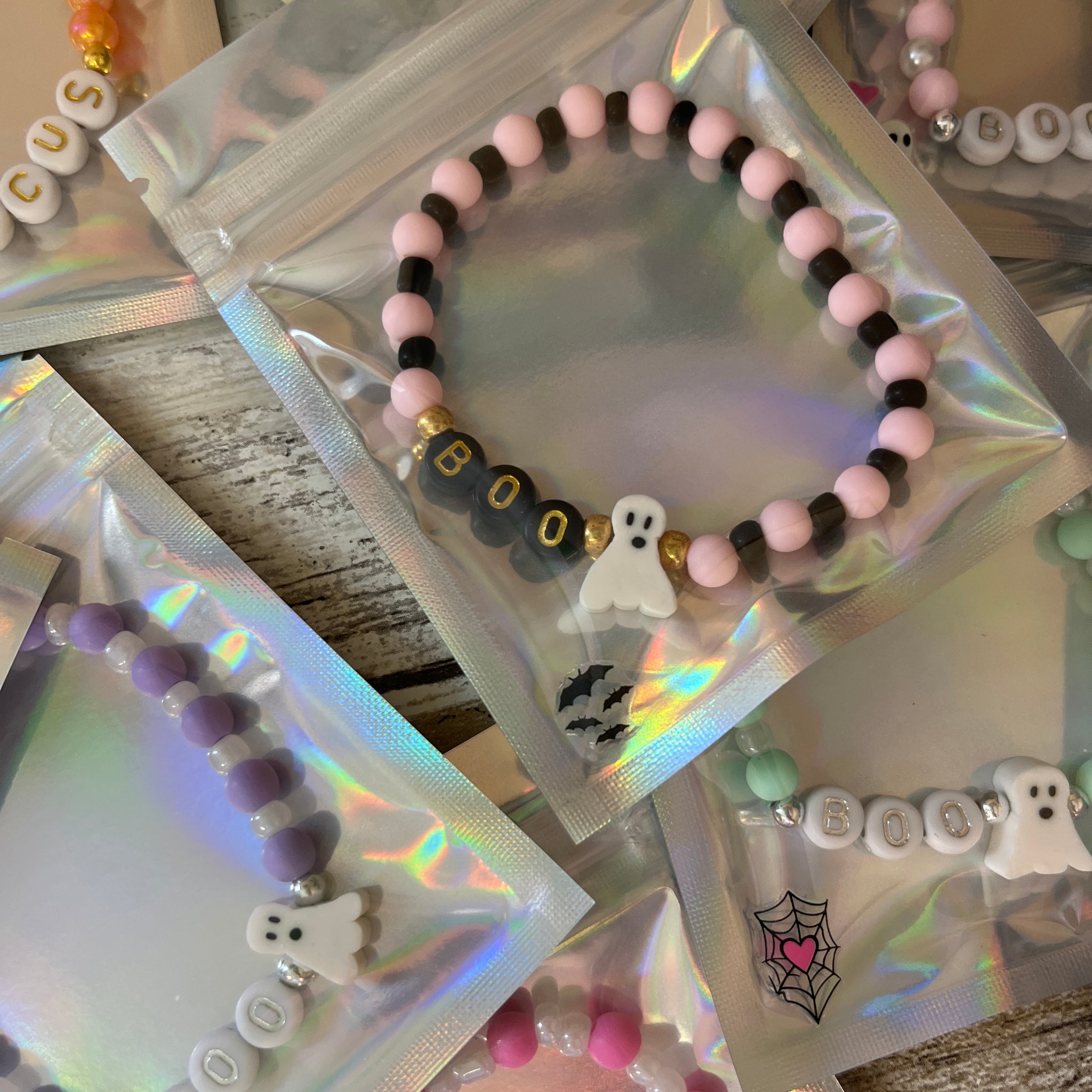 Halloween Letter Bead Bracelet