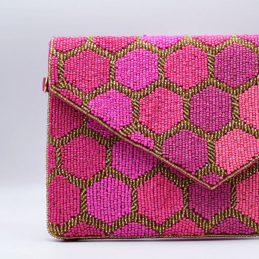 Pink Honey Comb Clutch