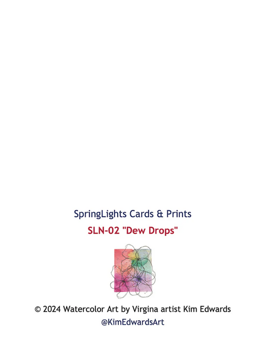Abstract Flowers SpringLights Boxed Set of 6 Note Cards, "Dew Drops" (SLN-B02)