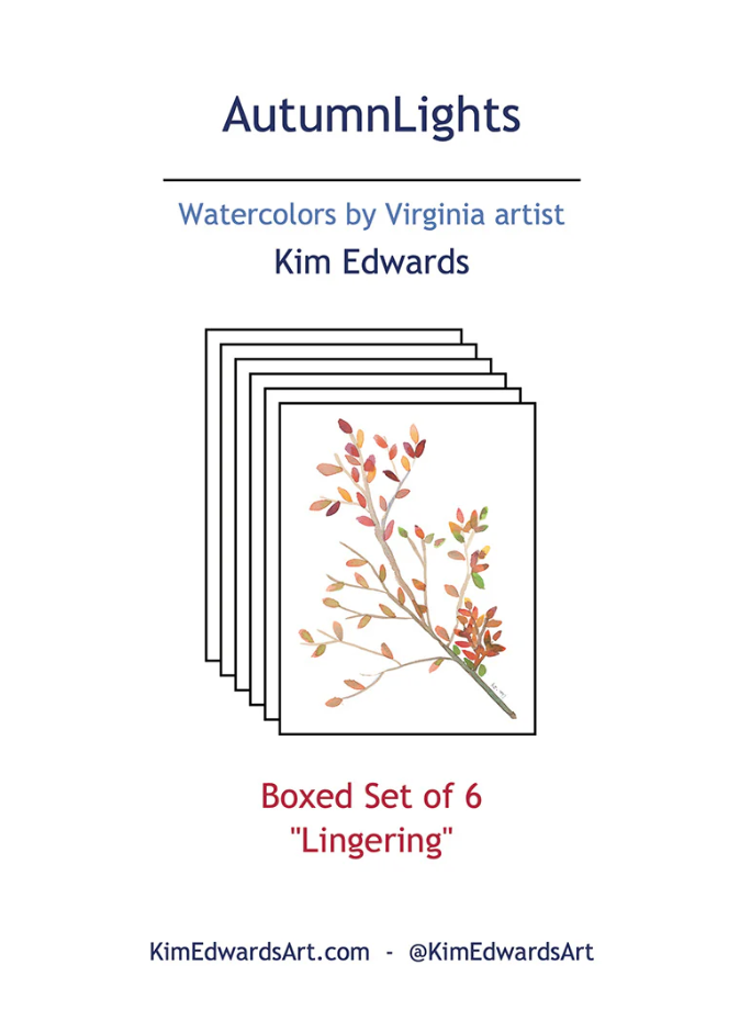 Fall Leaves Autum Boxed Set of 6 Note Cards, "Lingering" (ALN-B01)
