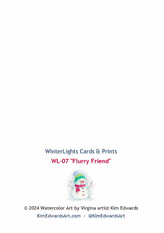 Snowman WinterLights Note Card “Flurry Friend” (WLN-07)