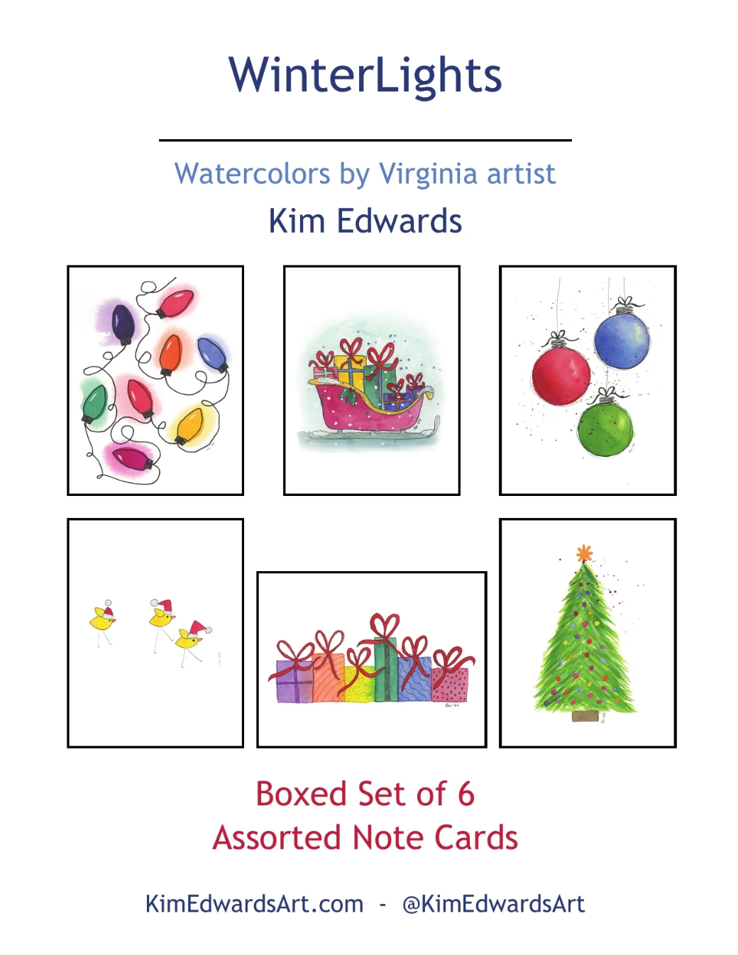 WinterLights Boxed Set of 6 Assorted Note Cards (WLN-BAW)