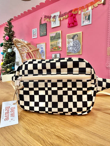 Black Checkered Bum Bag