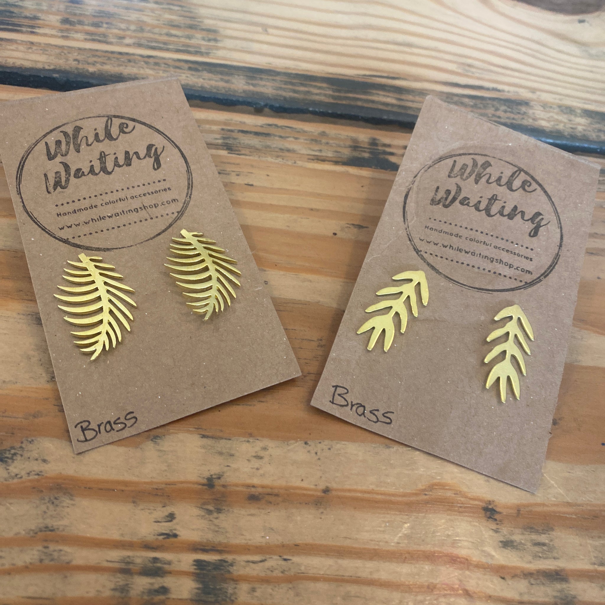 Brass leaf earrings