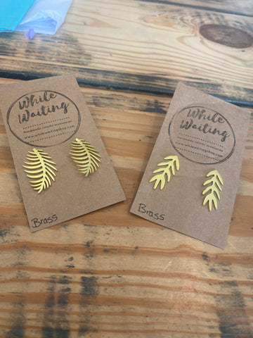 Brass leaf earrings