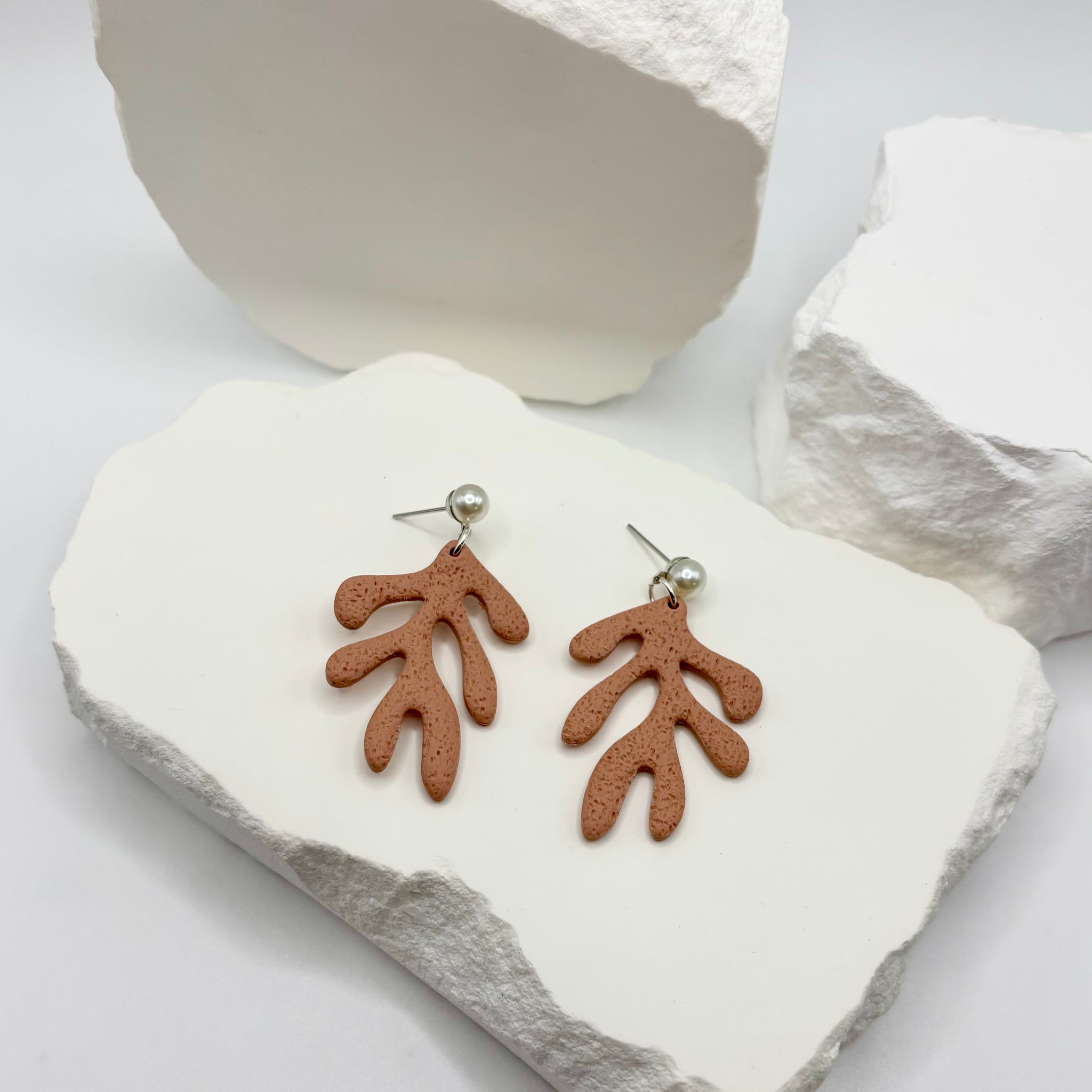 Coral Polymer Clay Earrings