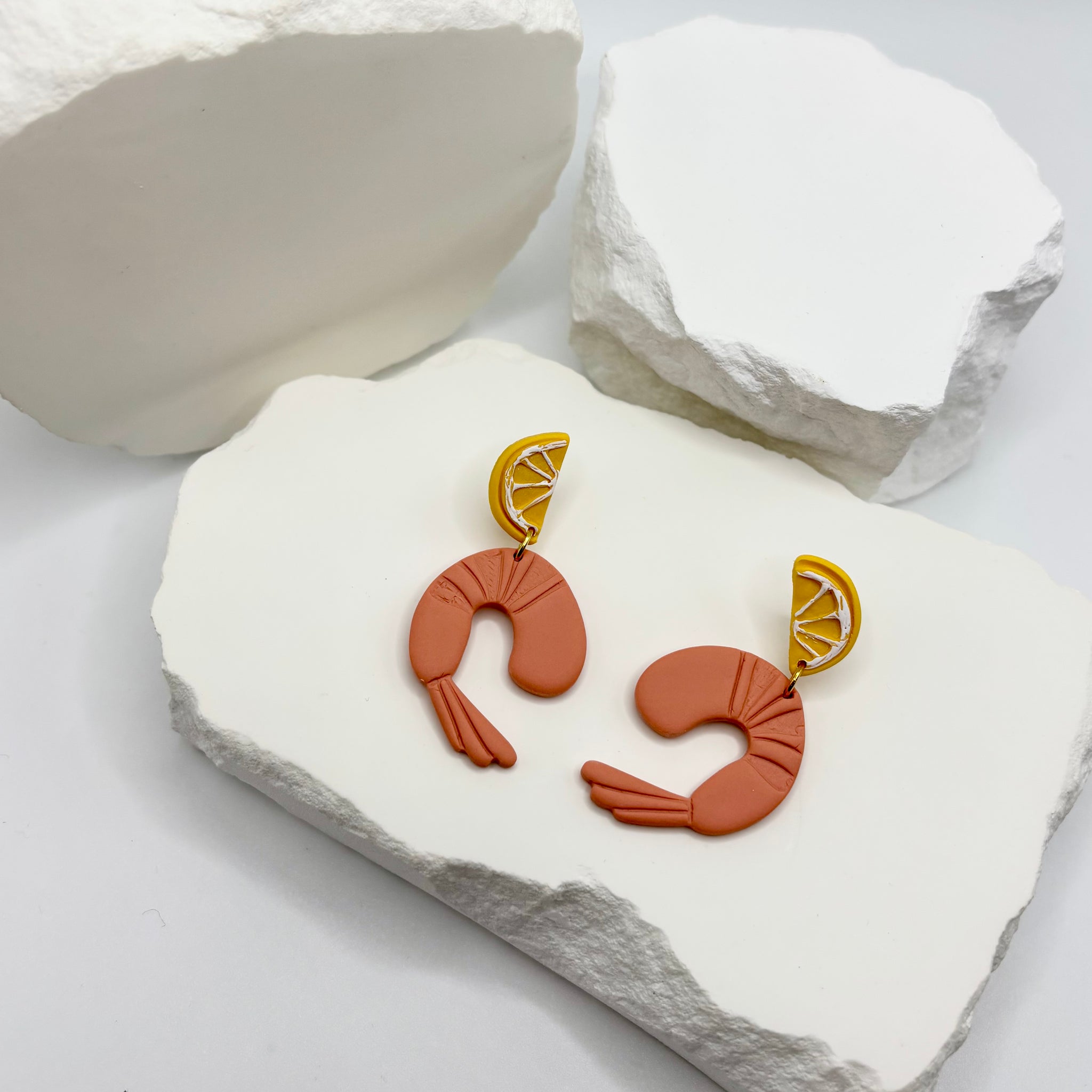 Shrimp Polymer Clay Earrings