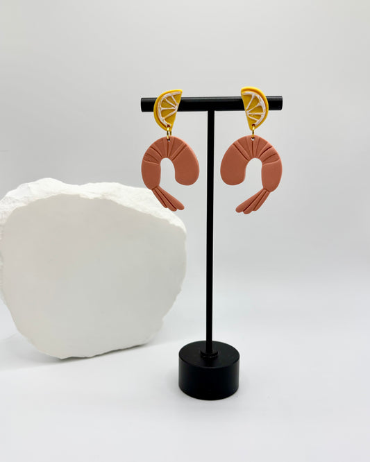 Shrimp Polymer Clay Earrings