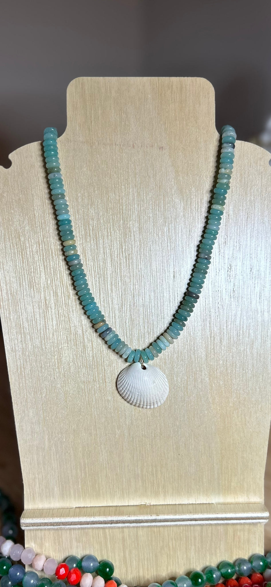 Amazonite necklace with shell
